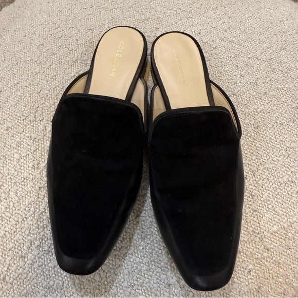 Cole Haan Women's Perley velvet & leather Flat Mule Black - Picture 2 of 8